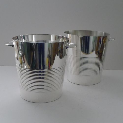 LUC LANEL FOR CHRISTOFLE PAIR CHAMPAGNE BUCKETS WINE COOLERS VULCAN C1940 - ADDITIONAL PHOTO 1