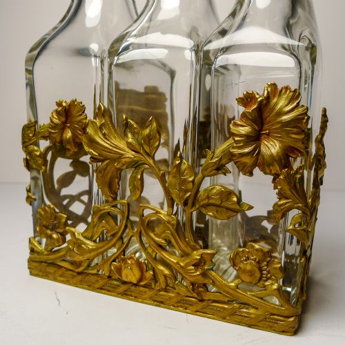 fig 1. French Art Nouveau Liquor Decanter Set / Perfume Caddy c.1900