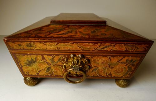 STUNNING ANTIQUE ENGLISH REGENCY PENWORK GAMES BOX C1820 - ADDITIONAL PHOTO 2