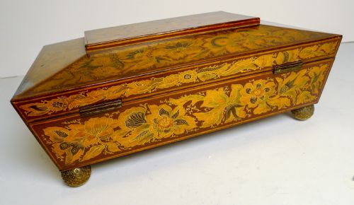 STUNNING ANTIQUE ENGLISH REGENCY PENWORK GAMES BOX C1820 - ADDITIONAL PHOTO 3