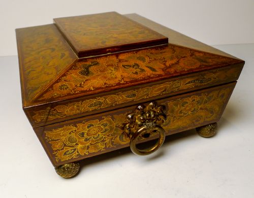 STUNNING ANTIQUE ENGLISH REGENCY PENWORK GAMES BOX C1820 - ADDITIONAL PHOTO 5