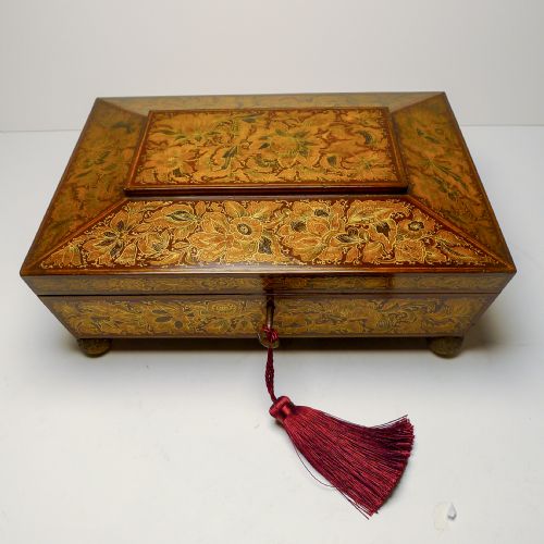 STUNNING ANTIQUE ENGLISH REGENCY PENWORK GAMES BOX C1820 - ADDITIONAL PHOTO 6