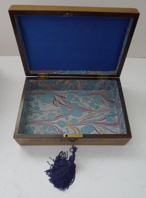 fig 1. Antique Burr Holly & Tunbridge Ware Table Box - Muckross Abbey, Killarney
