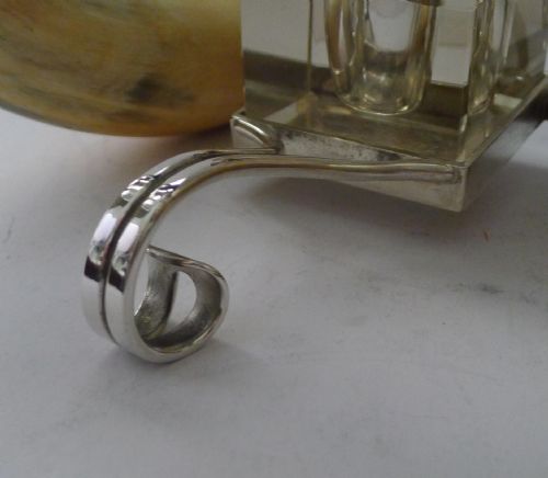 HANDSOME ANTIQUE HORN AND SILVER PLATE INKWELL DATED 1897 - ADDITIONAL PHOTO 4