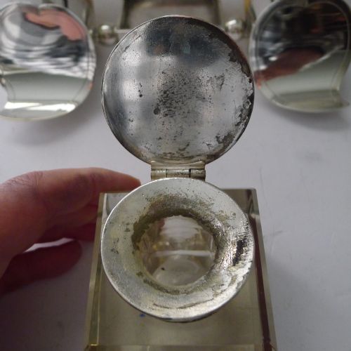HANDSOME ANTIQUE HORN AND SILVER PLATE INKWELL DATED 1897 - ADDITIONAL PHOTO 10