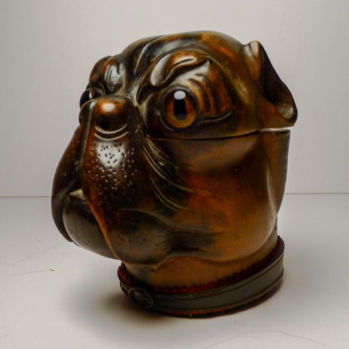 HANDSOME LARGE ANTIQUE WOODEN BLACK FOREST DOG INKWELL C1890 - ADDITIONAL PHOTO 5