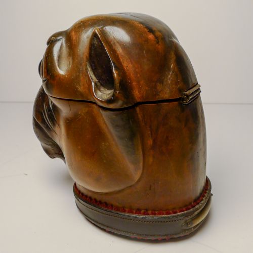 HANDSOME LARGE ANTIQUE WOODEN BLACK FOREST DOG INKWELL C1890 - ADDITIONAL PHOTO 6