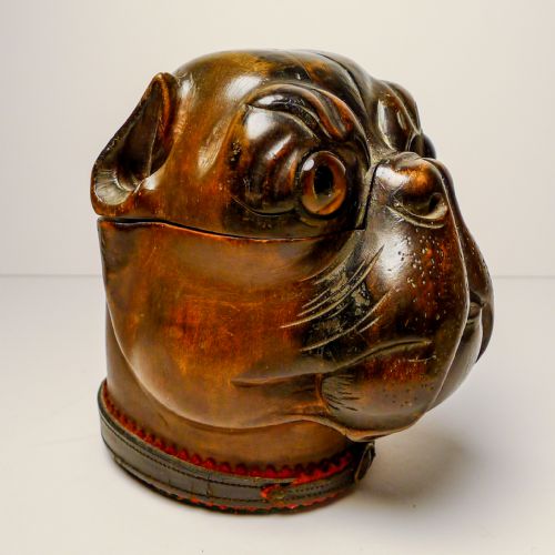 HANDSOME LARGE ANTIQUE WOODEN BLACK FOREST DOG INKWELL C1890 - ADDITIONAL PHOTO 9