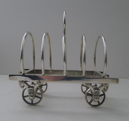 RARE ANTIQUE ENGLISH NOVELTY TOAST RACK WAGON CARAVAN REG 1879 - ADDITIONAL PHOTO 1