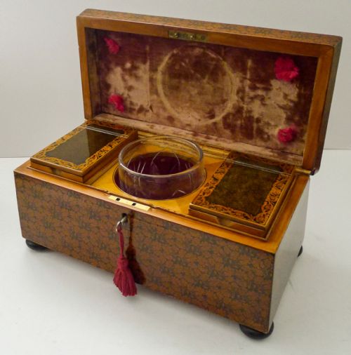 Magnificent and Rare Scottish Regency Penwork Tea Caddy C.1820 - Edinburgh