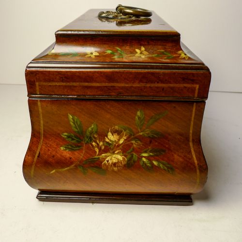 ENGLISH HANDPAINTED REGENCY MAHOGANY TEA CADDY C1820 - ADDITIONAL PHOTO 2