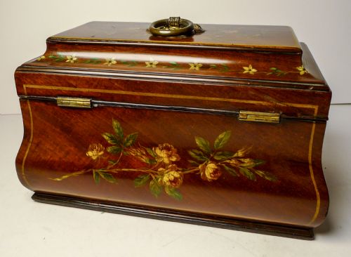 ENGLISH HANDPAINTED REGENCY MAHOGANY TEA CADDY C1820 - ADDITIONAL PHOTO 4