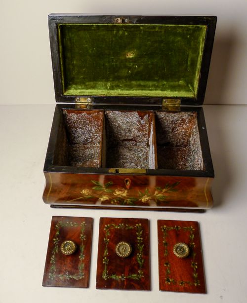 ENGLISH HANDPAINTED REGENCY MAHOGANY TEA CADDY C1820 - ADDITIONAL PHOTO 7