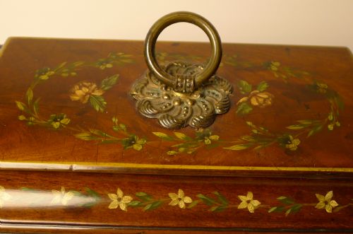 ENGLISH HANDPAINTED REGENCY MAHOGANY TEA CADDY C1820 - ADDITIONAL PHOTO 8