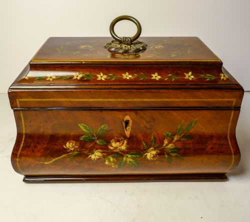 ENGLISH HANDPAINTED REGENCY MAHOGANY TEA CADDY C1820 - ADDITIONAL PHOTO 9