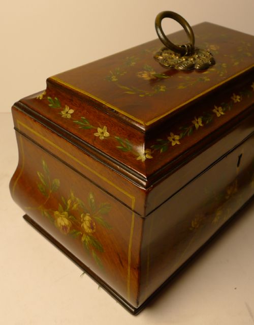 ENGLISH HANDPAINTED REGENCY MAHOGANY TEA CADDY C1820 - ADDITIONAL PHOTO 11