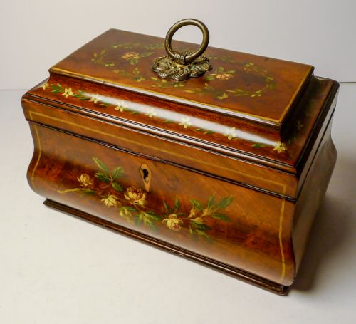 ENGLISH HANDPAINTED REGENCY MAHOGANY TEA CADDY C1820 - ADDITIONAL PHOTO 12