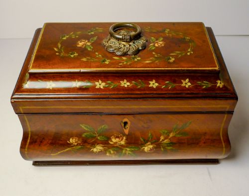 ENGLISH HANDPAINTED REGENCY MAHOGANY TEA CADDY C1820 - ADDITIONAL PHOTO 14