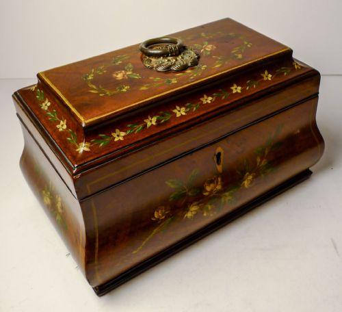 ENGLISH HANDPAINTED REGENCY MAHOGANY TEA CADDY C1820 - ADDITIONAL PHOTO 15