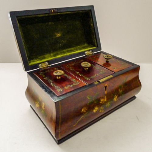 ENGLISH HANDPAINTED REGENCY MAHOGANY TEA CADDY C1820 - ADDITIONAL PHOTO 16