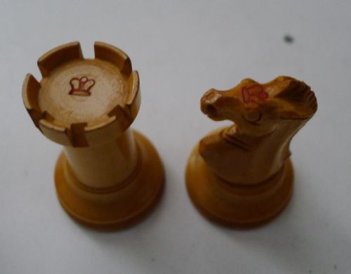 fig 1. Antique English Staunton Chess Set With Red Crown Marks c.1900