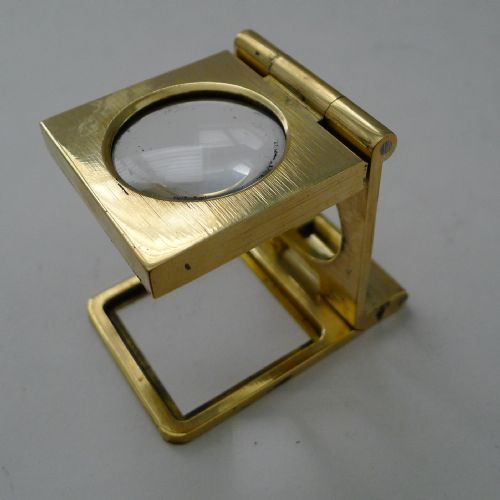 Antique English Folding Brass Linen Thread Counter - Magnifying Glass