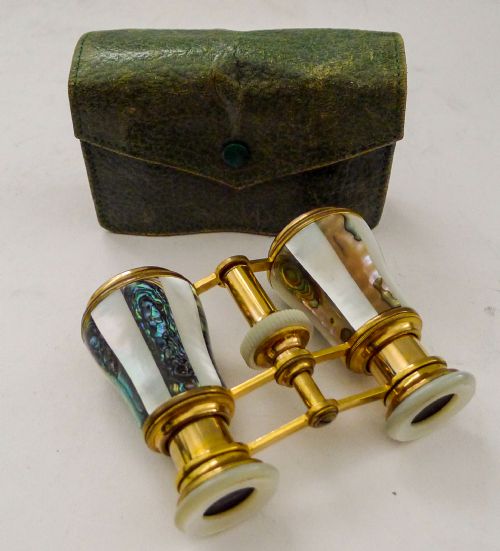 Fine Pair French Abalone & Mother of Pearl Opera Glasses