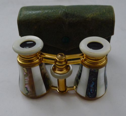fig 1. Fine Pair French Abalone & Mother of Pearl Opera Glasses