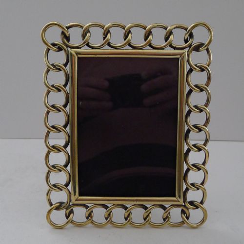 fig 1. Heavy Cast Antique English Brass Wedding Ring Photograph Frame c.1890