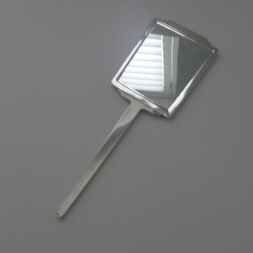 FINE ART DECO SILVER AND GUILLOCHE ENAMEL HAND MIRROR - ADDITIONAL PHOTO 3