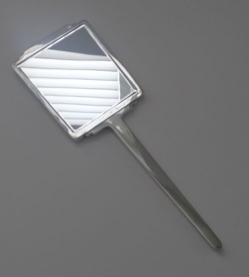 FINE ART DECO SILVER AND GUILLOCHE ENAMEL HAND MIRROR - ADDITIONAL PHOTO 4