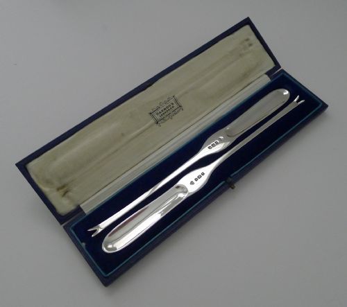 fig 1. Pair Cased Lobster / Seafood Picks - Harrods - London 1929