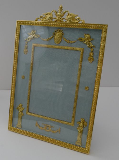 Magnificent Large Antique French Gilded Bronze Picture Frame - Cherubs