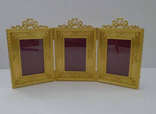 French Gilded Bronze Triple Picture / Photograph Frame C.1900
