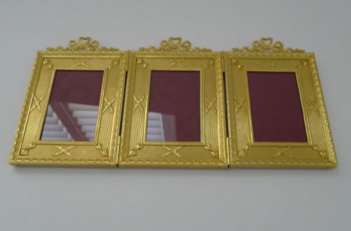 fig 1. French Gilded Bronze Triple Picture / Photograph Frame c.1900