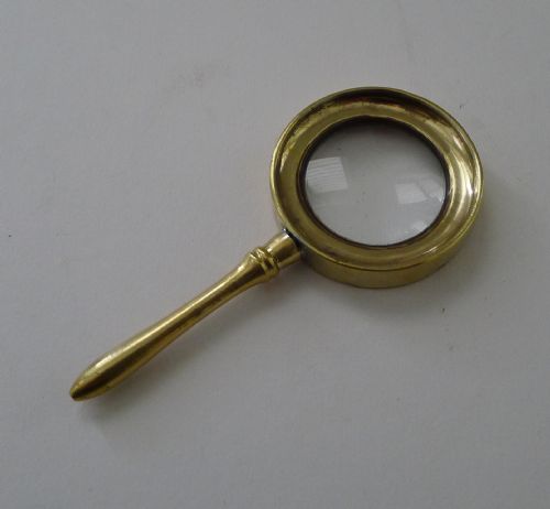 SMALL ANTIQUE ENGLISH BRASS MAGNIFYING GLASS C1910 - ADDITIONAL PHOTO 3