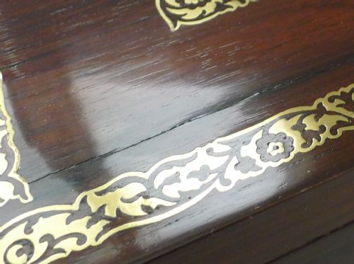 ENGLISH REGENCY ROSEWOOD DESK JEWELLERY BOX CUT BRASS INLAID C1820 - ADDITIONAL PHOTO 6