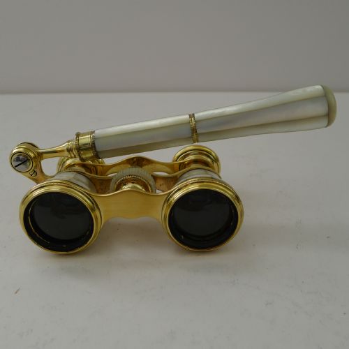 fig 1. Antique Opera Glasses - Mother of Pearl c.1900, Signed, Iris, Paris