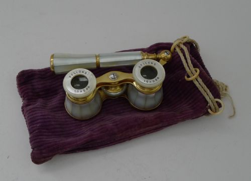 Antique French Mother of Pearl Opera Glasses for Dolland, London