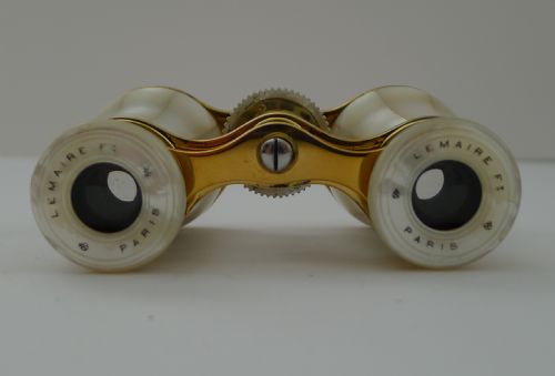fig 1. Fine Pair Antique Mother of Pearl Opera Glasses by LeMaire, Paris c.1910