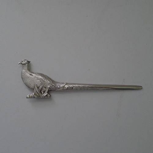 QUALITY VINTAGE SOLID STERLING SILVER LETTER OPENER PHEASANT - ADDITIONAL PHOTO 4