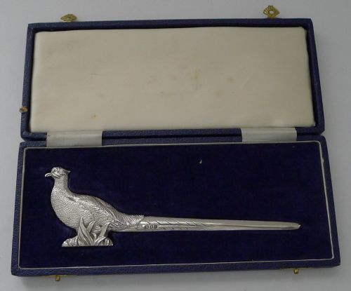 QUALITY VINTAGE SOLID STERLING SILVER LETTER OPENER PHEASANT - ADDITIONAL PHOTO 6