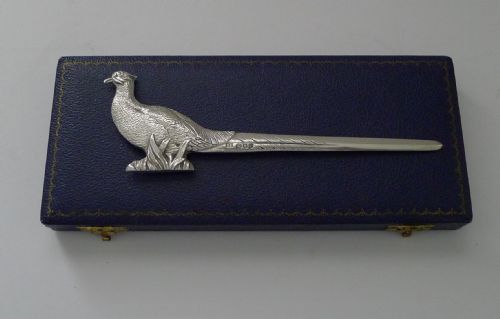 QUALITY VINTAGE SOLID STERLING SILVER LETTER OPENER PHEASANT - ADDITIONAL PHOTO 9
