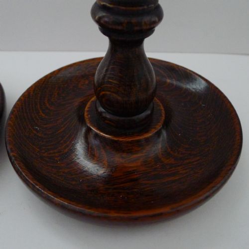 HANDSOME TALL 14 12 OPEN OAK BARLEY TWIST CANDLESTICKS C1910 - ADDITIONAL PHOTO 5
