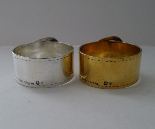 fig 1. Iconic Hermes Sterling (950) Silver Buckle Napkin Rings c.1960