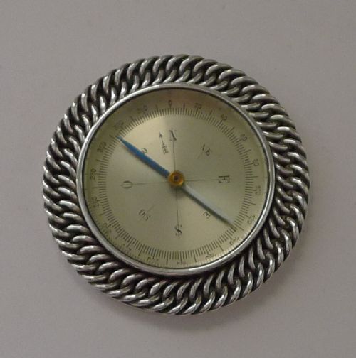 Rare Hermès, Paris Sterling Silver Chain Link Desk Compass C.1960