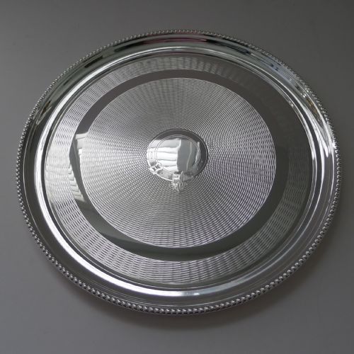 SILVER PLATED CIRCULAR COCKTAIL TRAY BY WALKER HALL C1900 - ADDITIONAL PHOTO 4