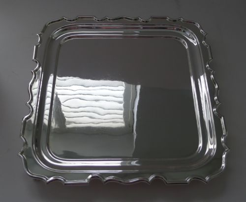 ANTIQUE SQUARE SILVER PLATED COCKTAIL DRINKS TRAY BY WALKER HALL C1920 - ADDITIONAL PHOTO 8