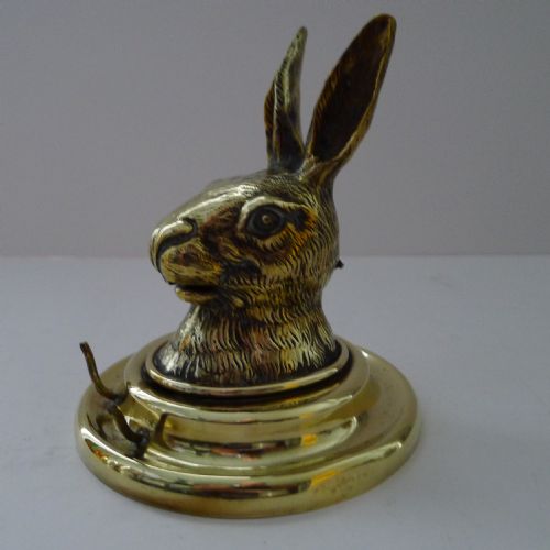 fig 1. Antique English Novelty / Figural Brass Inkwell - Hare c.1880