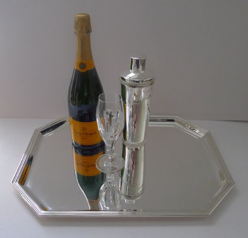 fig 1. Vintage Italian Solid (800) Silver Tray by Greggio, Padova c.1960
